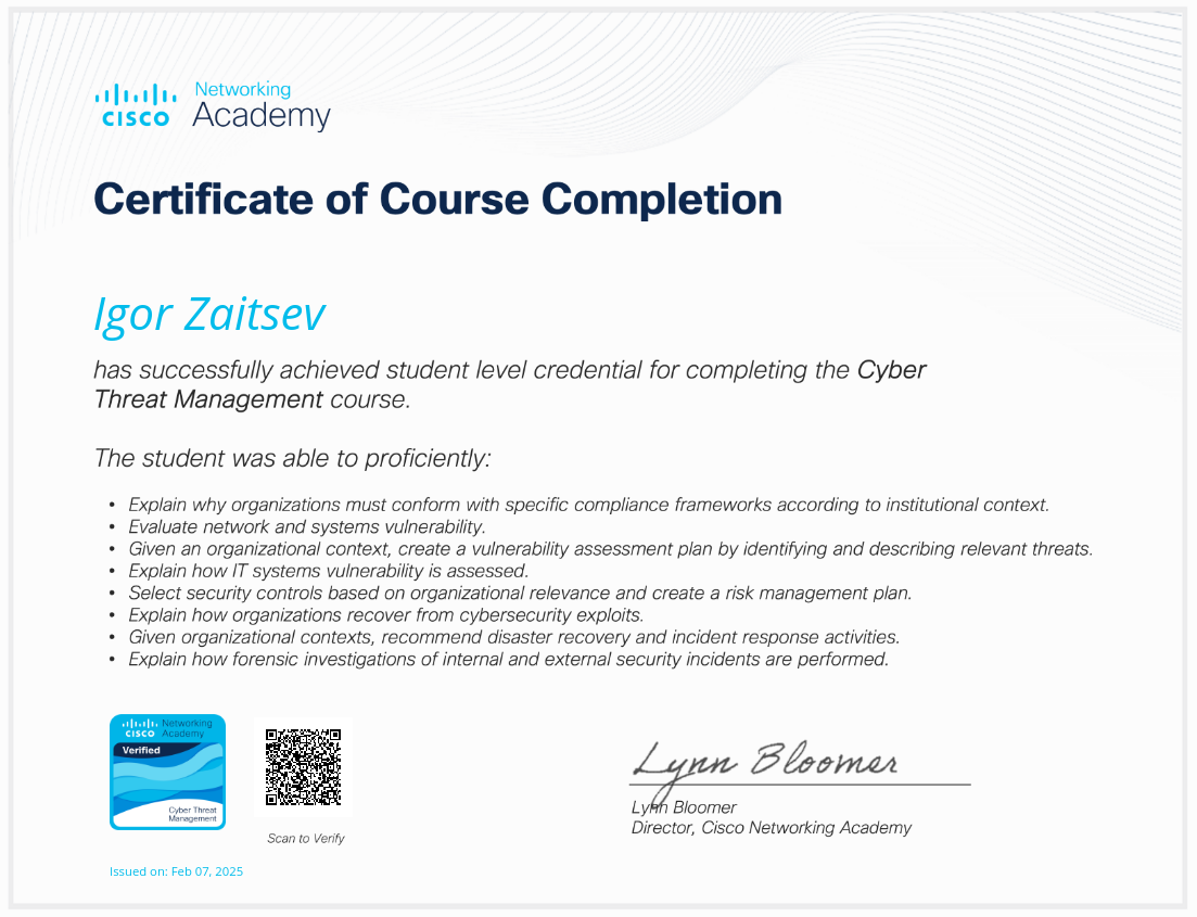 Certificate 1